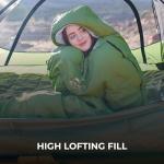 Teton LEEF Lightweight Mummy Sleeping Bag Perfect for Camping, Hiking, and Backpacking; Cold Weather Option, Compression Sack Included - Black & Sage, 0F