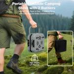 Camping Stove Portable Propane Camp Stove with Independently Adjustable Heat & 2 Burners, Foldable Gas Stove with Carry Bag for Outdoor Cooking,Tailgating & Backyard Gathering（Gray）