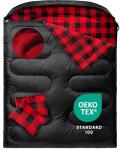 MEREZA Flannel Double Sleeping Bag for Adults Cold Weather, XL Queen Size Sleeping Bag for All Season 2 Person Big and Tall Sleeping Bags for Camping 0 Degree with Pillow