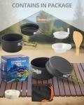 HOMGEN Portable Camping Cookware Set-Ultralight Aluminum Camp Pots and Pans Set for 2-3 People-Comes with 2 Size Non Stick Pot&Pan for Camp Stove-3 Bows-Carrying Bag etc for Camping Trip
