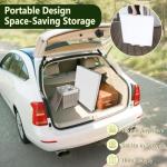 MAKE CHANGES Folding Table 4ft - Heavy Duty Fold-in-Half Plastic Table with Adjustable Height, Portable Utility Tables with Steel Legs for Indoor, Outdoor, Picnic, Camping, Dining, Party (White)