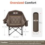 Overmont Oversized XL Camping Chair for Adults - 400lbs Support Heavy-Duty Padded Folding Chair with Side Pocket Cup Holder Cooling Bag for Outdoor Sports Garden Beach Fishing Lawn Khaki