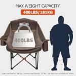 Overmont Oversized XL Camping Chair for Adults - 400lbs Support Heavy-Duty Padded Folding Chair with Side Pocket Cup Holder Cooling Bag for Outdoor Sports Garden Beach Fishing Lawn Khaki