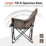 Overmont Oversized XL Camping Chair for Adults - 400lbs Support Heavy-Duty Padded Folding Chair with Side Pocket Cup Holder Cooling Bag for Outdoor Sports Garden Beach Fishing Lawn Khaki