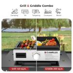 CAMPLUX Propane Gas Griddle Grill Combo 11,000 BTU, Portable Camping Griddle Ceramic Coated, 18-Inch Tabletop Grill with 20 lbs and RV Regulator for Camping, RV Picnic and Tailgating