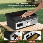 CAMPLUX Propane Gas Griddle Grill Combo 11,000 BTU, Portable Camping Griddle Ceramic Coated, 18-Inch Tabletop Grill with 20 lbs and RV Regulator for Camping, RV Picnic and Tailgating