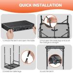 FUNYKICH Folding Grill Table for Outside, 3 Height Adjustable Portable Camping Tables, Lightweight Metal Aluminum Outdoor Table with Portable Handle for Camping, Picnic, BBQ, 23''x16'', Black