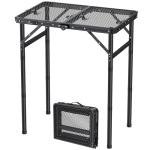 FUNYKICH Folding Grill Table for Outside, 3 Height Adjustable Portable Camping Tables, Lightweight Metal Aluminum Outdoor Table with Portable Handle for Camping, Picnic, BBQ, 23''x16'', Black