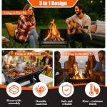 QuliMetal Upgraded 18 Inch Portable Charcoal Grill, Portable Fire Pit - Folding Campfire Grill, Heavy Duty Steel Cooking Grate with Storage Bag for Camping, Outdoor Cooking, Bonfire, Patio, Backyard