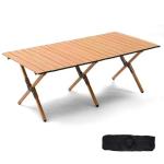 Diaeunrte Folding Camping Table, 48Inch Lightweight Roll-Up Table Aluminum Low Portable Picnic Table with Carrying Bag for Outdoor, Beach, Picnic, Backyards, BBQ and Party Log Color