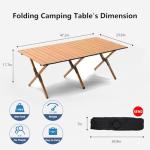 Diaeunrte Folding Camping Table, 48Inch Lightweight Roll-Up Table Aluminum Low Portable Picnic Table with Carrying Bag for Outdoor, Beach, Picnic, Backyards, BBQ and Party Log Color