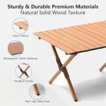 Diaeunrte Folding Camping Table, 48Inch Lightweight Roll-Up Table Aluminum Low Portable Picnic Table with Carrying Bag for Outdoor, Beach, Picnic, Backyards, BBQ and Party Log Color