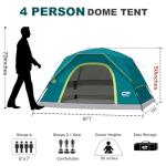 CAMPROS CP 4 Person Tent, Dome Tents for Camping with Rainfly, Waterproof Camping Tent Easy Set Up, Portable Family Tent with Large Mesh Window & Carry Bag for Outdoor Hiking
