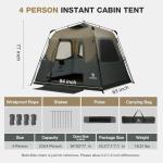 CAMEL CROWN Instant Tents for Camping 2-4 Person Tent Waterproof Easy Setup Sets Up in 60 Seconds Backpacking Tents with Carry Bag for Outdoor Hiking Sandy Brown