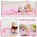 iPlay, iLearn Kid Sleeping Bag, Unicorn Slumber Sack, Toddler Girl Nap Mat, 2 in 1 Pink Animal Cushion Blanket, Happy Travel Sleepover Daycare Preschool Birthday Gift for 3 4 5 6 Year Old Child