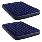 Intex 10 Inch Dura Beam Fiber Tech Vinyl Standard Downy Air Mattress with Plush Top and 2 in 1 Valve, Queen (Pump Not Included) (2 Pack)