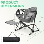 Ainfox Hammock Chair with Footrest, Oversized Swinging Portable Folding Camping Chairs for Adults Outside Swinging Camp with Cup Holder Pillow for Outdoor Patio Lawn Grey