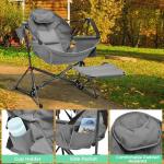 Ainfox Hammock Chair with Footrest, Oversized Swinging Portable Folding Camping Chairs for Adults Outside Swinging Camp with Cup Holder Pillow for Outdoor Patio Lawn Grey