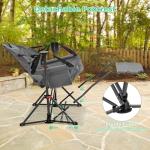 Ainfox Hammock Chair with Footrest, Oversized Swinging Portable Folding Camping Chairs for Adults Outside Swinging Camp with Cup Holder Pillow for Outdoor Patio Lawn Grey