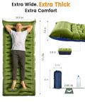 LLUAII Camping Sleeping Pad,5.9 Inch Thick Camping Mat with Built in Pillow and Foot Pump,Self Inflating Sleeping Pad Ultralight for Camping Backpacking Tent（Green