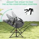 Ainfox Hammock Chair with Footrest, Oversized Swinging Portable Folding Camping Chairs for Adults Outside Swinging Camp with Cup Holder Pillow for Outdoor Patio Lawn Grey