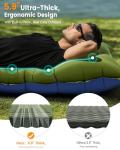 LLUAII Camping Sleeping Pad,5.9 Inch Thick Camping Mat with Built in Pillow and Foot Pump,Self Inflating Sleeping Pad Ultralight for Camping Backpacking Tent（Green