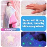 Rainbow & Glowing Stars Sleeping Bag for Kids - Ages 3+ Soft Toddler Girl Sleeping Bag - Kids Blanket (66'' x 33")