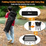 Romswi Double Camping Chair,2 Person Camping Chair Oversized Folding Loveseat,Heavy Duty Camping Couch & Outdoor Sofa with Cup Holders,Supports 650LBS