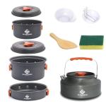 Blackpongo Camping Cookware Mess Kit for Backpacking Gear – Camping Cooking Set - Camping Pots and Pans Set - Camp Kitchen Equipment Accessories Pot (Orange)