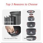 Blackpongo Camping Cookware Mess Kit for Backpacking Gear – Camping Cooking Set - Camping Pots and Pans Set - Camp Kitchen Equipment Accessories Pot (Orange)