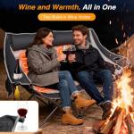 Suteck Heated Double Camping Chair, Camping Loveseat W/3 Heat Levels & 4 Heating Zones, Portable Heated Folding Chair for Outdoor Camping, Sports, Lawn, Support 660lbs, Battery NOT Included