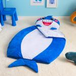JOIEDOMI Kids Sleeping Bag Toddler Nap Mat with Pillow & Blanket 60" x 39" for Kids Ages 3+ Soft Plush Sleeping Mat Shark for Preschool and Boys Girls Kindergarten Daycare Sleepover