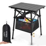 Audoyon Folding Camping Table - Small Outdoor Table with Storage Bag - Adjustable Height 14.2'' & 18.9'', Portable Lightweight Aluminum Foldable Side Table for Picnic, BBQ, Beach & Tailgating
