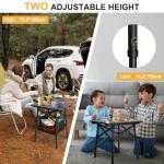 Audoyon Folding Camping Table - Small Outdoor Table with Storage Bag - Adjustable Height 14.2'' & 18.9'', Portable Lightweight Aluminum Foldable Side Table for Picnic, BBQ, Beach & Tailgating