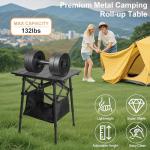Audoyon Folding Camping Table - Small Outdoor Table with Storage Bag - Adjustable Height 14.2'' & 18.9'', Portable Lightweight Aluminum Foldable Side Table for Picnic, BBQ, Beach & Tailgating