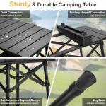 Audoyon Folding Camping Table - Small Outdoor Table with Storage Bag - Adjustable Height 14.2'' & 18.9'', Portable Lightweight Aluminum Foldable Side Table for Picnic, BBQ, Beach & Tailgating