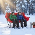 Teenyyou Double Camping Chairs Padded Loveseat Chair for 2 Person, Heavy Duty Oversized Camping Couch for Adults Outdoor Lawn Beach, Portable Folding Sofa with Cup Holders and Carry Bag