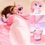 JOIEDOMI Kids Sleeping Bag Toddler Nap Mat with Pillow & Blanket 60" x 39" for Kids Ages 3+ Soft Plush Sleeping Mat Unicorn for Preschool and Boys Girls Kindergarten Daycare Sleepover