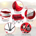 Teenyyou Double Camping Chairs Padded Loveseat Chair for 2 Person, Heavy Duty Oversized Camping Couch for Adults Outdoor Lawn Beach, Portable Folding Sofa with Cup Holders and Carry Bag
