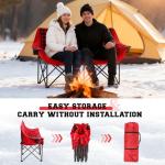 Teenyyou Double Camping Chairs Padded Loveseat Chair for 2 Person, Heavy Duty Oversized Camping Couch for Adults Outdoor Lawn Beach, Portable Folding Sofa with Cup Holders and Carry Bag