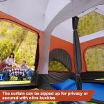 8–10-12 Person Camping Tent, 2 Room Family Tent with Zippered Divider, Porch, Rainfly, Extra Large Waterproof Cabin Tent with 3 Mesh Doors & Windows, Easy Setup 7.1 ft Tall Tent for Outdoor Camping