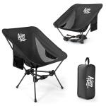 [AuroraTrail] Ultralight Foldable Camping Chair – Portable, Lightweight Backpacking Chair for Hiking, Picnics, Travel & Outdoor Adventures | Supports 330 lbs, Durable & Compact Design (Black)