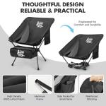 [AuroraTrail] Ultralight Foldable Camping Chair – Portable, Lightweight Backpacking Chair for Hiking, Picnics, Travel & Outdoor Adventures | Supports 330 lbs, Durable & Compact Design (Black)