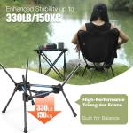 [AuroraTrail] Ultralight Foldable Camping Chair – Portable, Lightweight Backpacking Chair for Hiking, Picnics, Travel & Outdoor Adventures | Supports 330 lbs, Durable & Compact Design (Black)