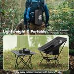 [AuroraTrail] Ultralight Foldable Camping Chair – Portable, Lightweight Backpacking Chair for Hiking, Picnics, Travel & Outdoor Adventures | Supports 330 lbs, Durable & Compact Design (Black)