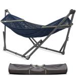 Tranquillo Uniki Adjustable Hammock with Stand Collapsible, Camping Hammock, 550 lbs Capacity Double Hammock Stand, Foldable Sturdy Noiseless Stand, for Active Life Carry Bag Included, Aegean