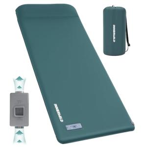 Sleeping Pad for Camping, 3.15" Thick Self Inflating Sleeping Camping Pad with Pillow&Electric Pump,Memory Foam Camping Mattress Pad, 4-Season Camp Sleeping Mat for Travel,Car,Tent,Home-Green