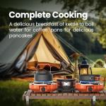 Cofiyard Propane 2 Burner Camping Stove with Camping Cookware, Outdoor Folding Propane Gas Stove, Camp Portable Stove and Camping Cooking Set, With 20,000 Total BTUs for BBQ, Tailgating, Camping