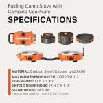 Cofiyard Propane 2 Burner Camping Stove with Camping Cookware, Outdoor Folding Propane Gas Stove, Camp Portable Stove and Camping Cooking Set, With 20,000 Total BTUs for BBQ, Tailgating, Camping