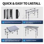 Portable Camping Table with Adjustable Height Legs, Lightweight Aluminum Roll-up beach tables for sand foldable，Folding Picnic Table Large Storage Basket for Outdoor camping (Black, Medium 37")